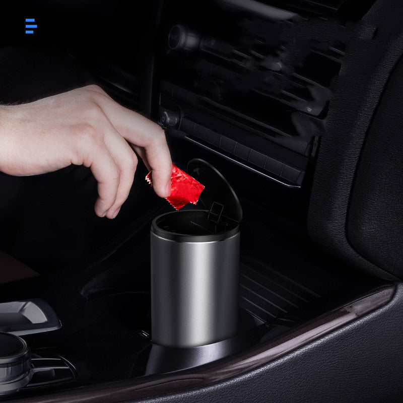Alloy Car Trash Bin with Odor-Seal Lid