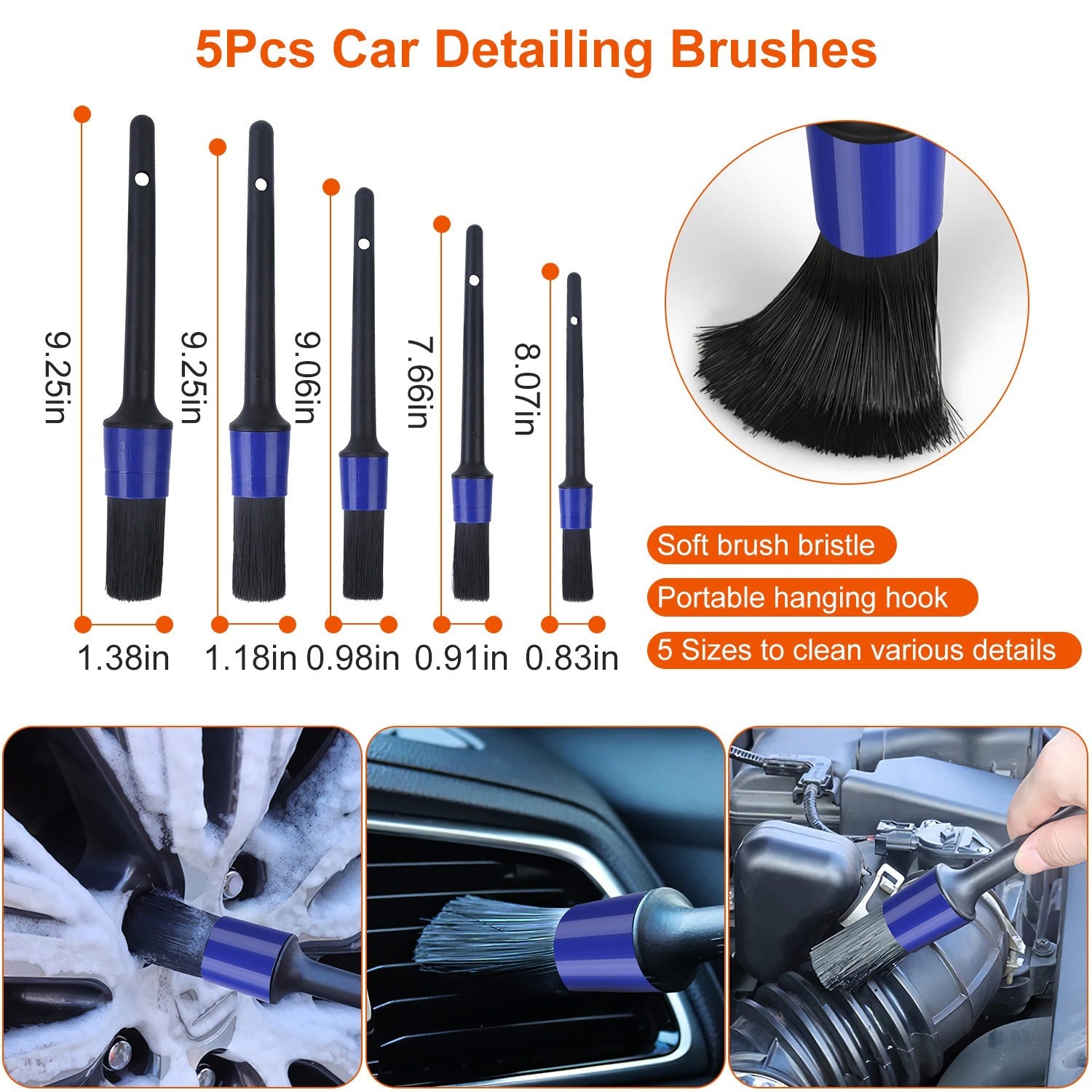 26-Piece Car Detailing Brush Kit with Drill Brushes