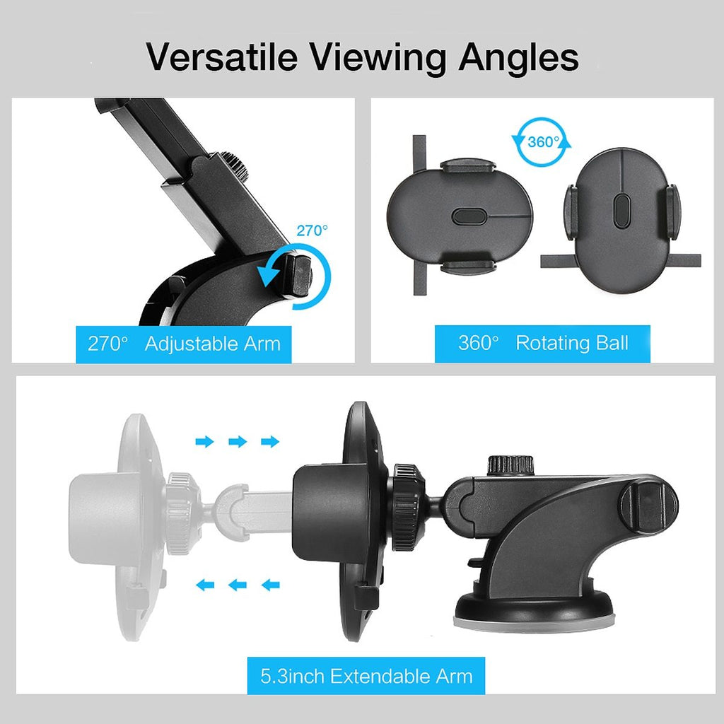 Telescopic Car Phone Holder, 360 Degree Dashboard Mount