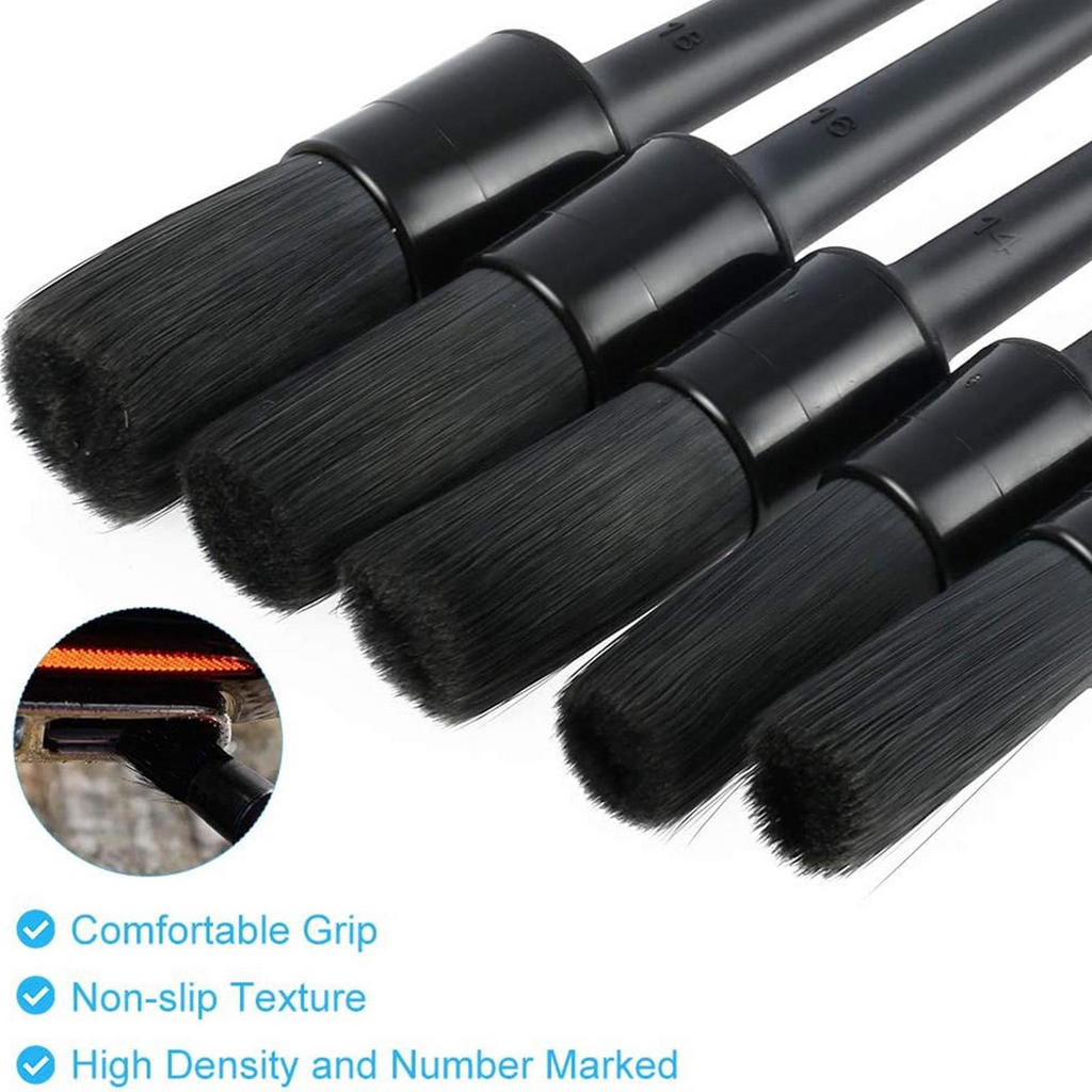 5-Piece Boar Hair Car Detailing Brush Kit