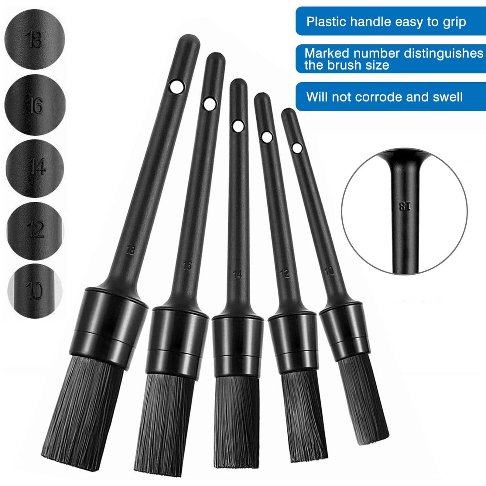 5-Piece Boar Hair Car Detailing Brush Kit