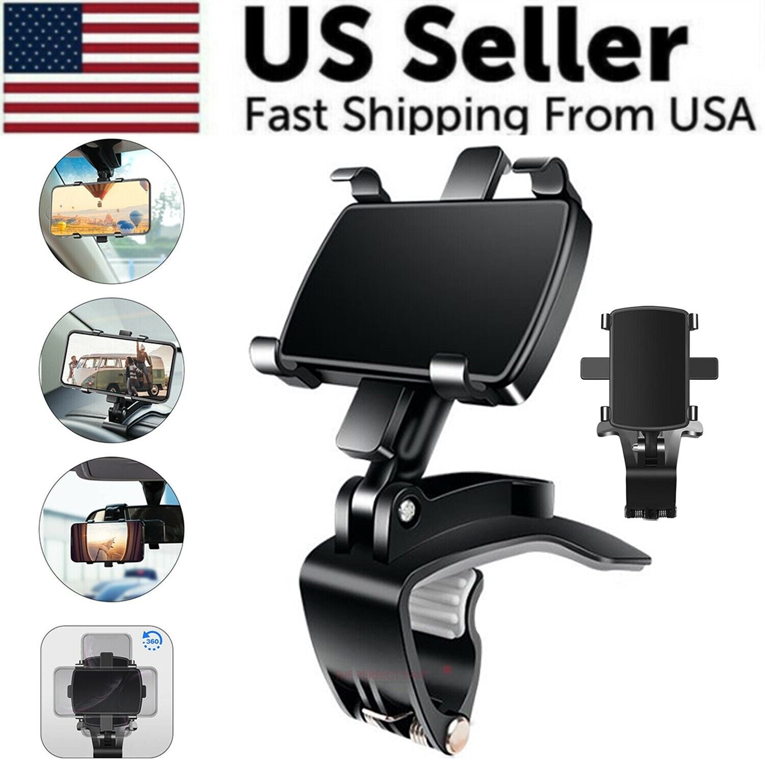 Universal Car Dashboard Phone Mount, Clamp and Cradle Style