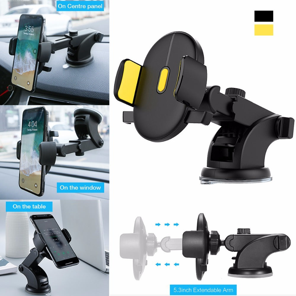 Telescopic Car Phone Holder, 360 Degree Dashboard Mount