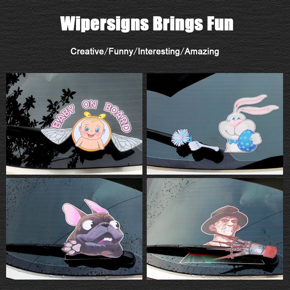 Waving Dog Rear Windshield Wiper Sticker