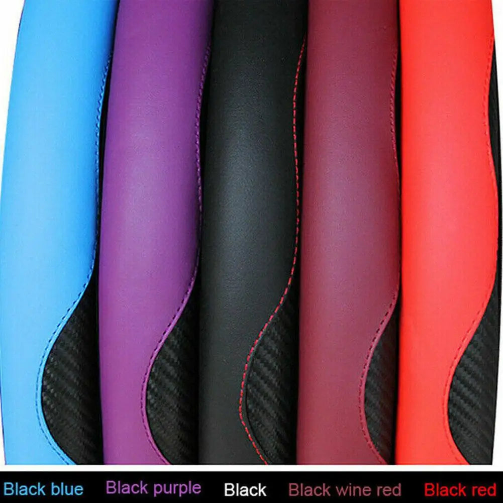 Vegan Leather Steering Wheel Cover, 15 Inch