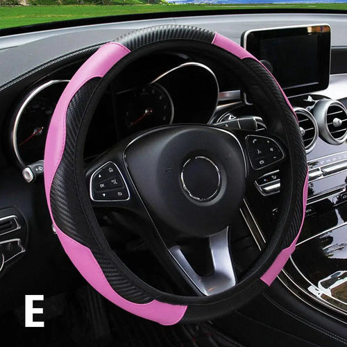 Vegan Leather Steering Wheel Cover, 15 Inch