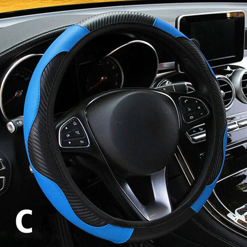 Vegan Leather Steering Wheel Cover, 15 Inch