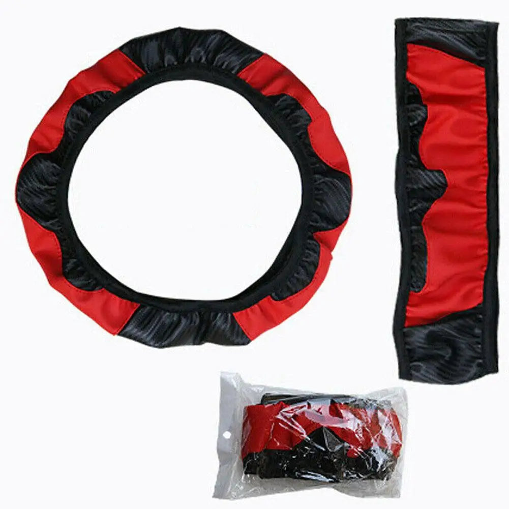 Vegan Leather Steering Wheel Cover, 15 Inch