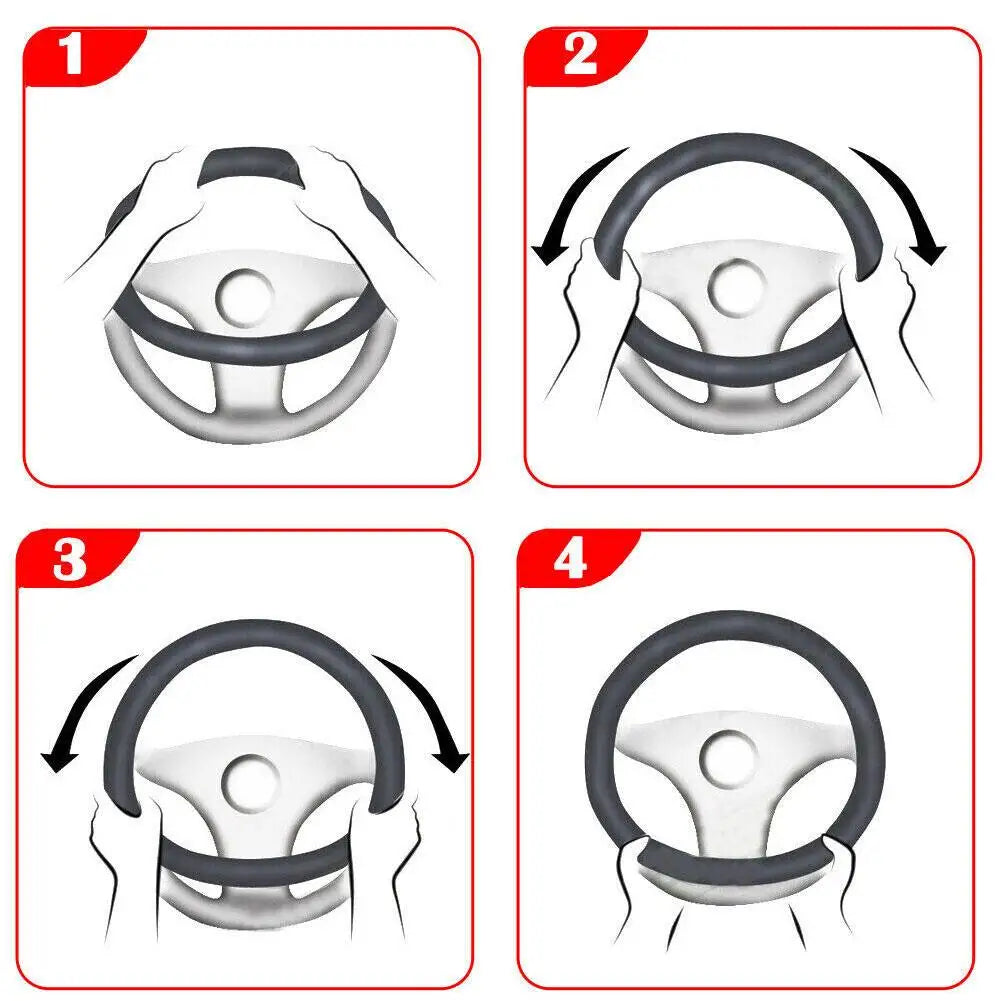 Vegan Leather Steering Wheel Cover, 15 Inch