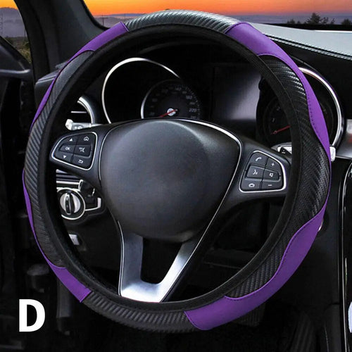 Vegan Leather Steering Wheel Cover, 15 Inch