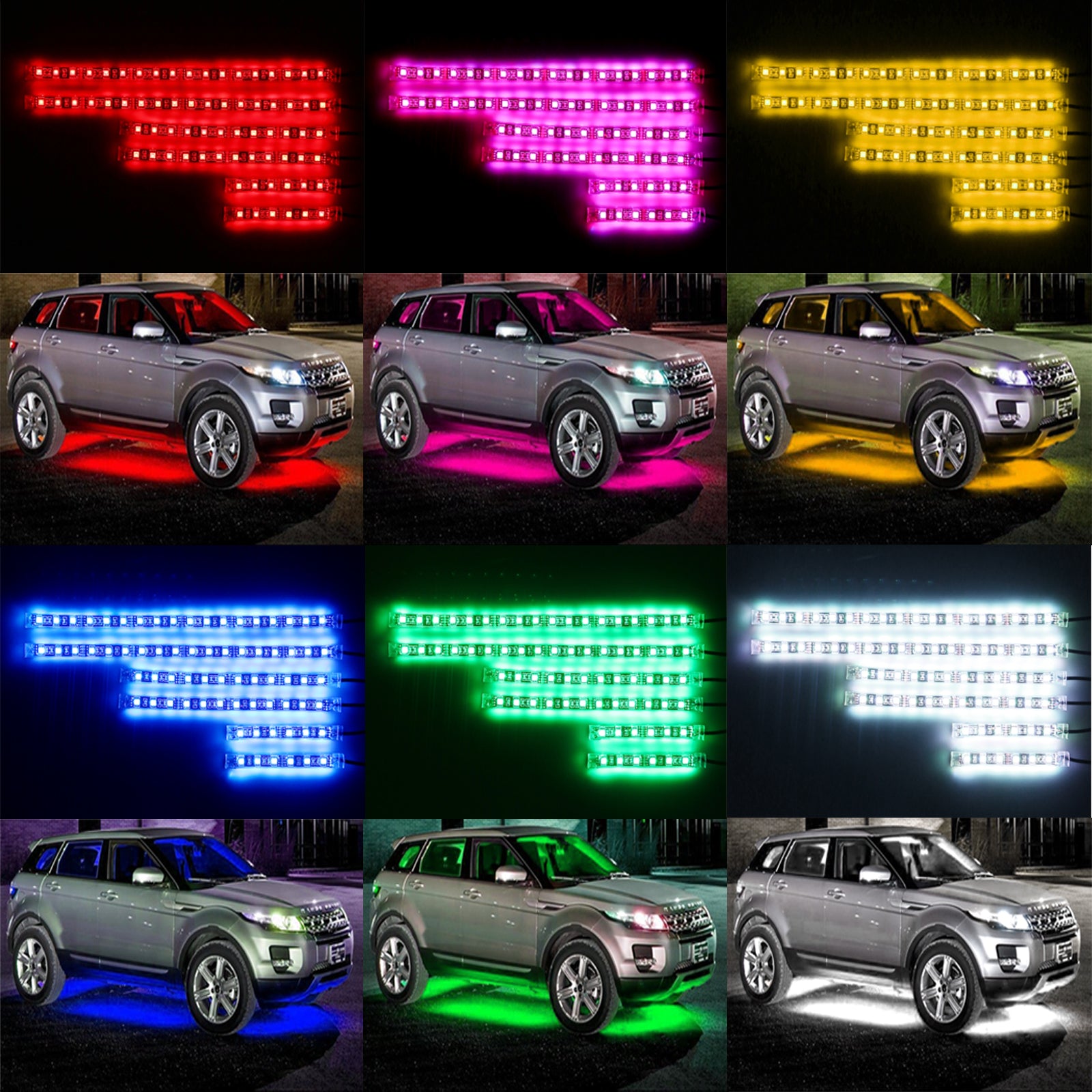 RGB Voice-Controlled LED Glow Lights, Car and Motorcycle