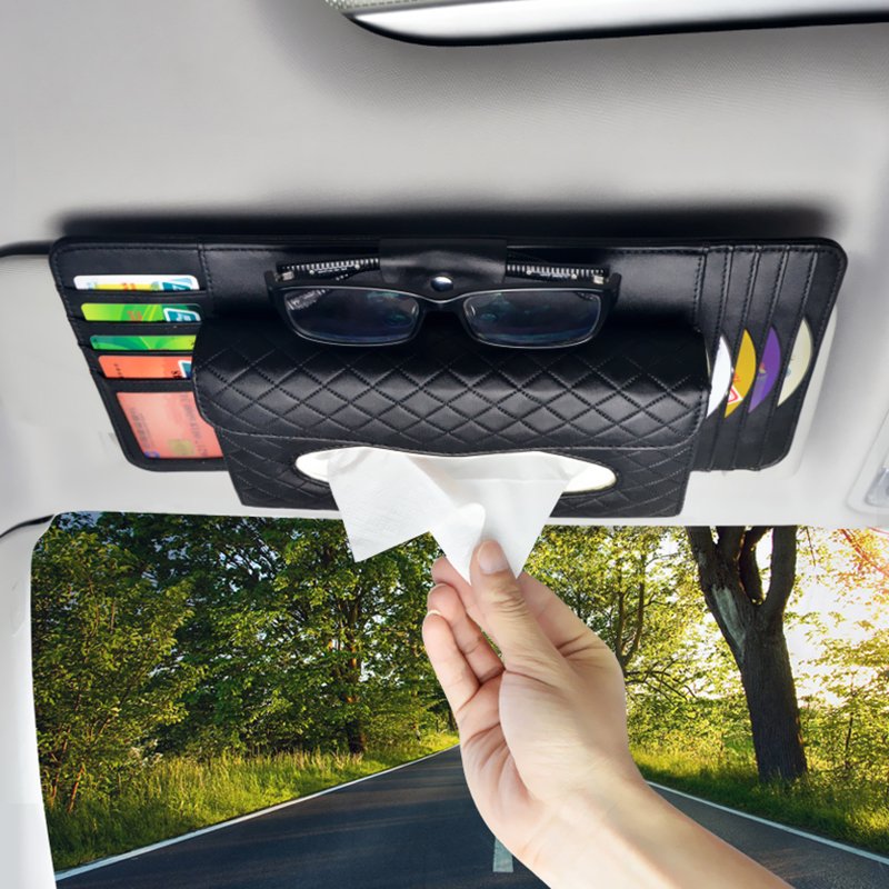Leather Car Sun Visor Organizer, Multifunction
