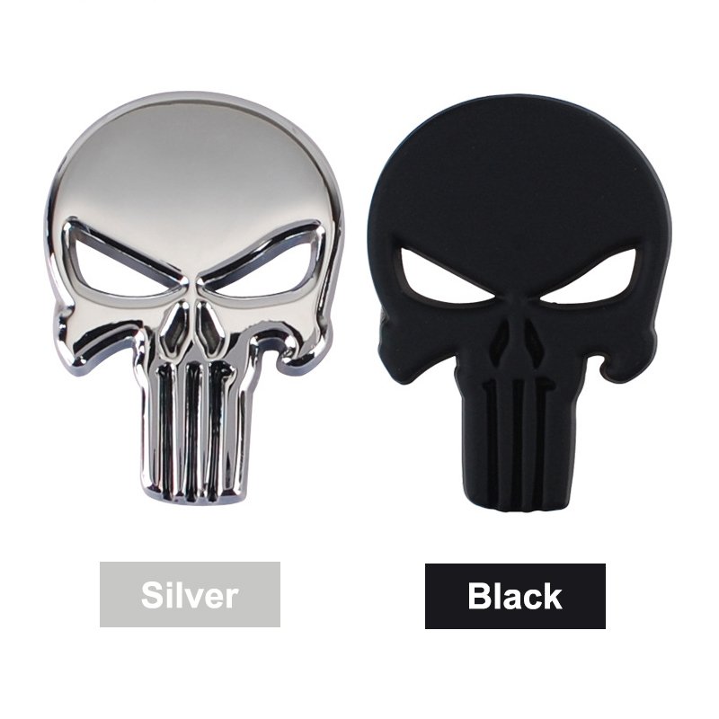 Punisher Skull Car Badge, Zinc Alloy
