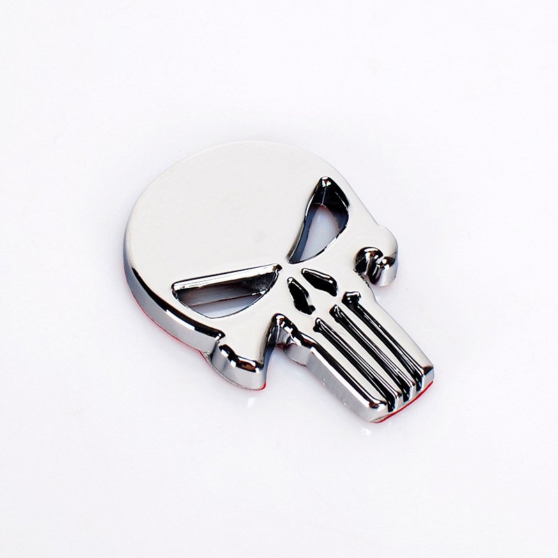 Punisher Skull Car Badge, Zinc Alloy