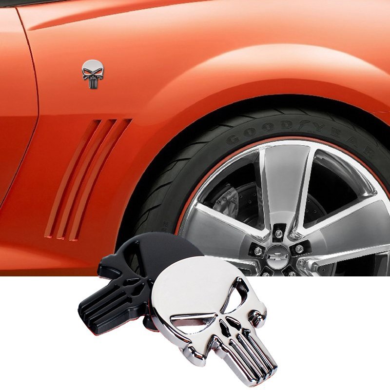 Punisher Skull Car Badge, Zinc Alloy