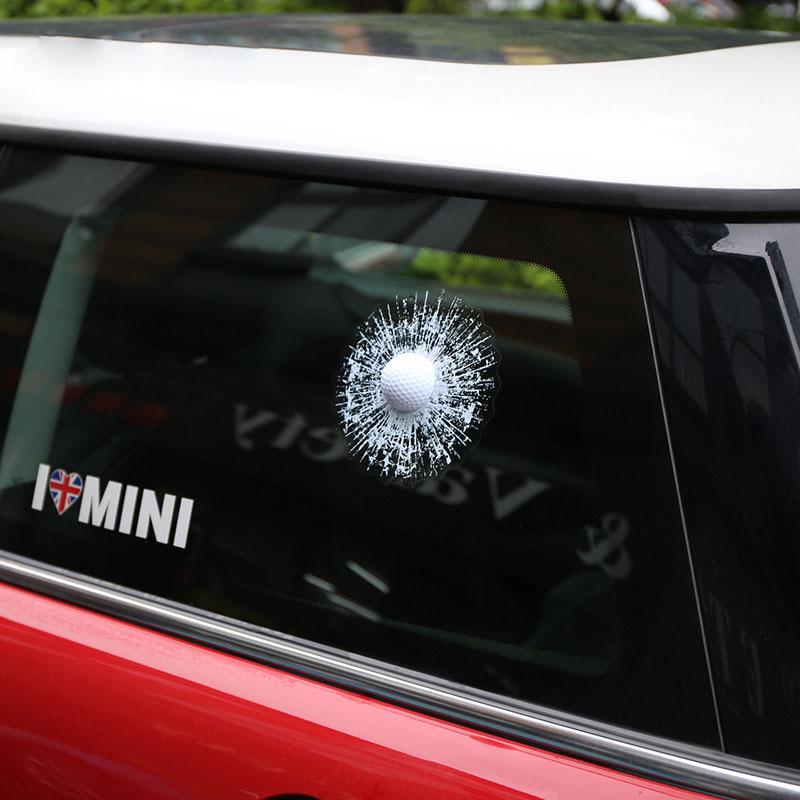 3D Golf Ball Window Crack Sticker
